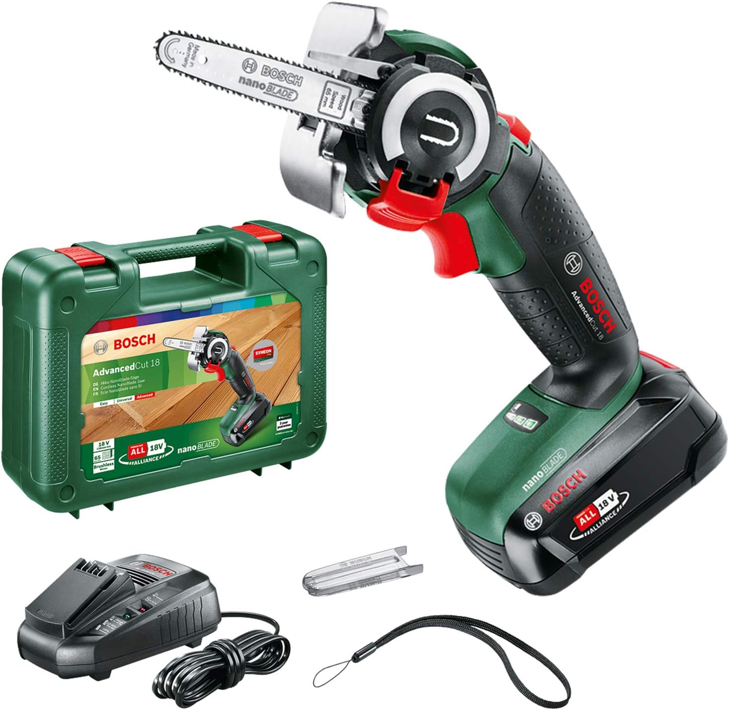 Bosch Home and Garden NanoBlade Cordless Saw AdvancedCut 18 (1x battery, NanoBlade technology, 18 volt system, in carrying case)