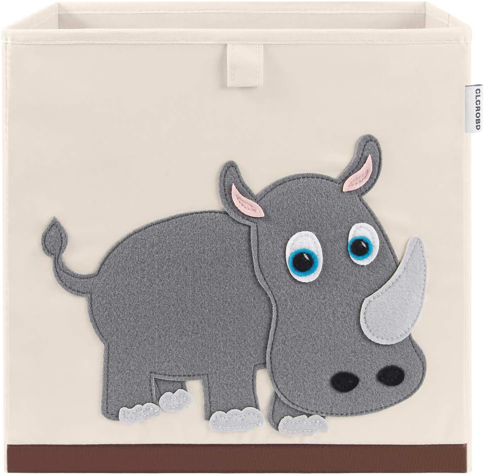 CLCROBD Foldable Animal Cube Storage Bins Fabric Toy Box/Chest/Organizer for Kids Nursery, 13 inch (Rhino)