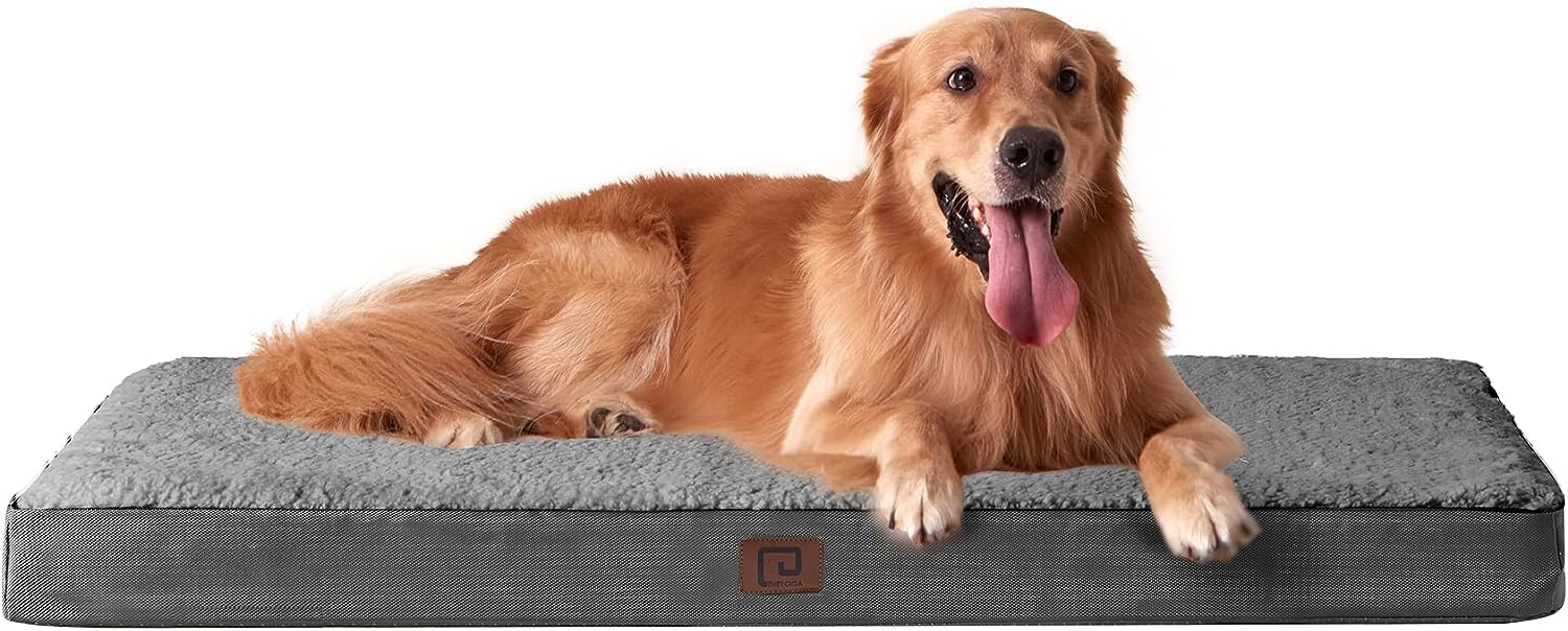 EHEYCIGA Orthopedic XXL Dog Bed Mattress with Removable Washable Cover for Crate, Grey, 120x74x9cm