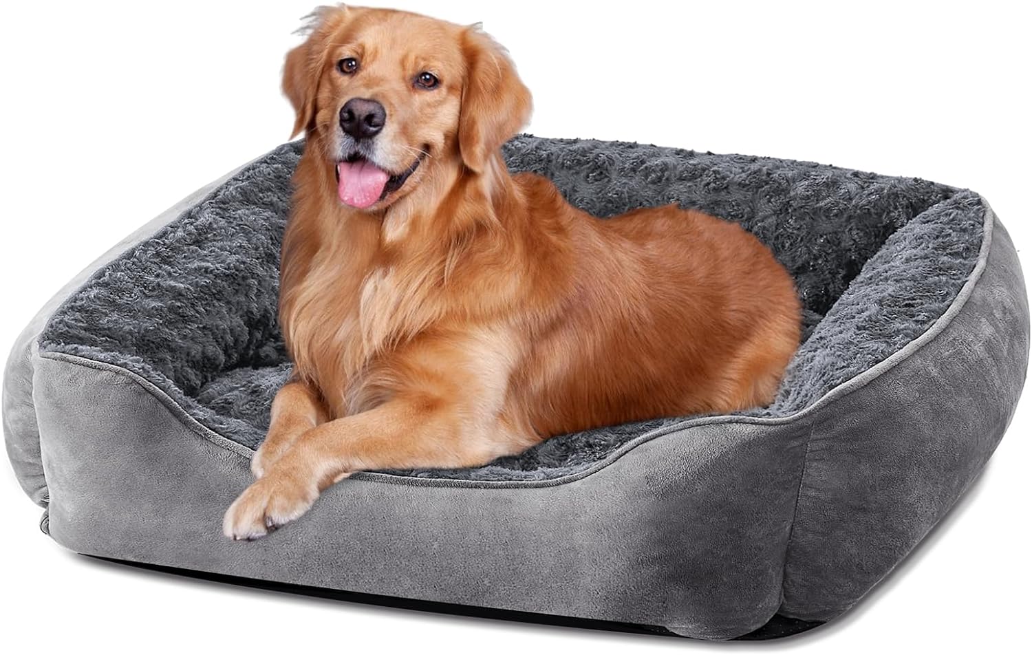 JOEJOY Dog Bed Extra Large - Washable Dog Bed Anti-Anxiety Dog Bed Soft Plush Dog Bed Rectangle Non-Slip Bottom Pet Bed - Small | Medium | Large Size Mattress Mat For Dog, Grey