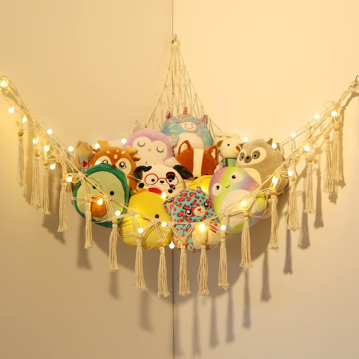 Toy Hammock For Stuffed Animals Storage Teddy Hammock Macrame Boho Teddy Bear Storage Hammock Plush Toy Storage Net Soft Toy Net Hammock For Teddies Corner Hanging Toy Storage Holder For