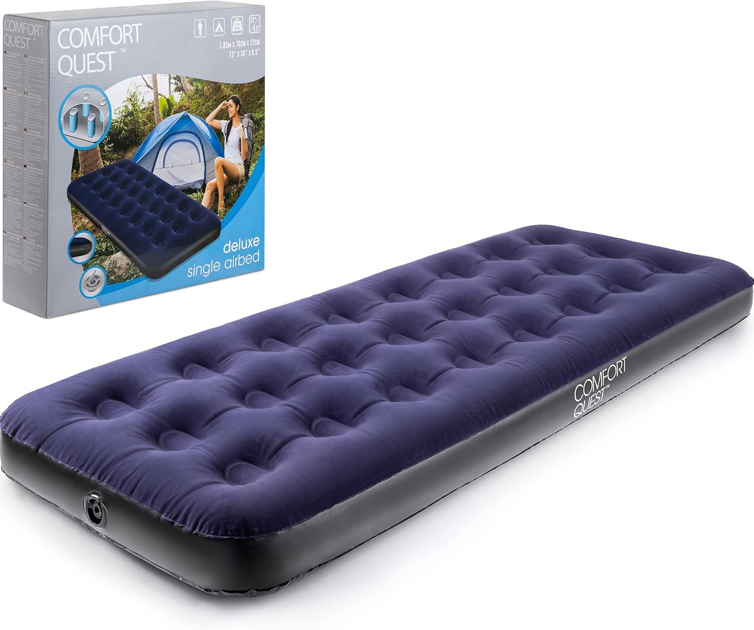 Comfort Quest Single 449755 Inflatable Blow Up Camping Mattress Guest Air Bed