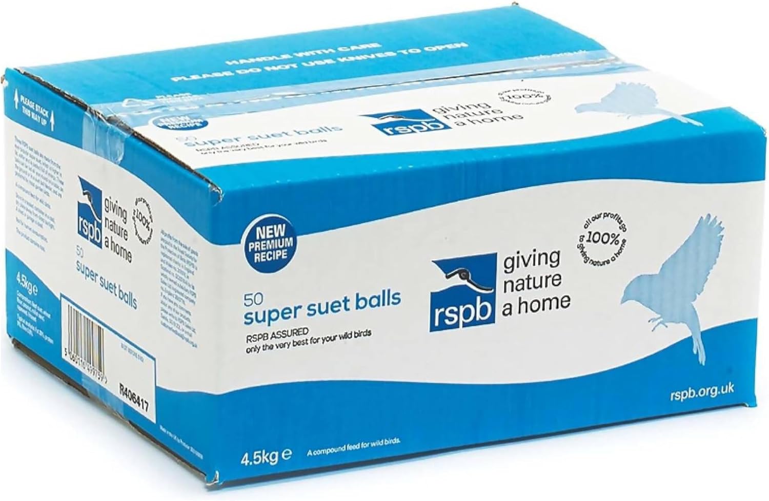 RSPB's Fat Balls for Wild Birds, High Energy Food, Suet Balls for Wild Birds, Made in the UK, Suitable for Year-round Feeding (Box of 50)