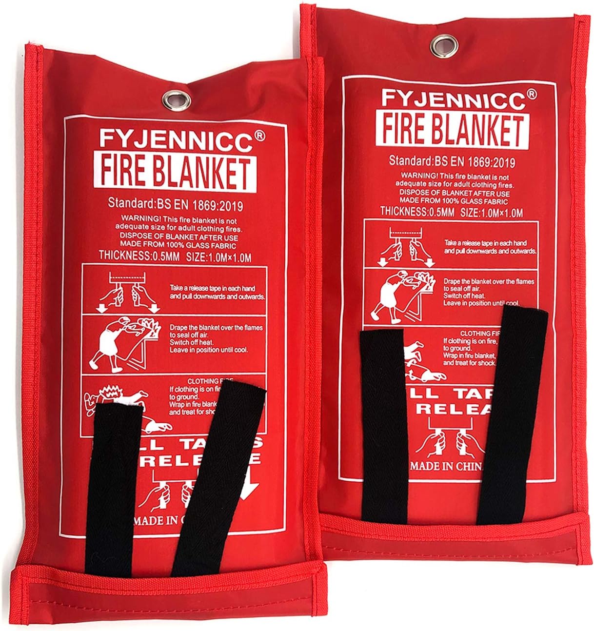 FYJENNICC Fiberglass Fire Blanket - 2 Pack