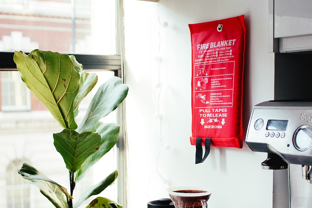 fire blanket in kitchen