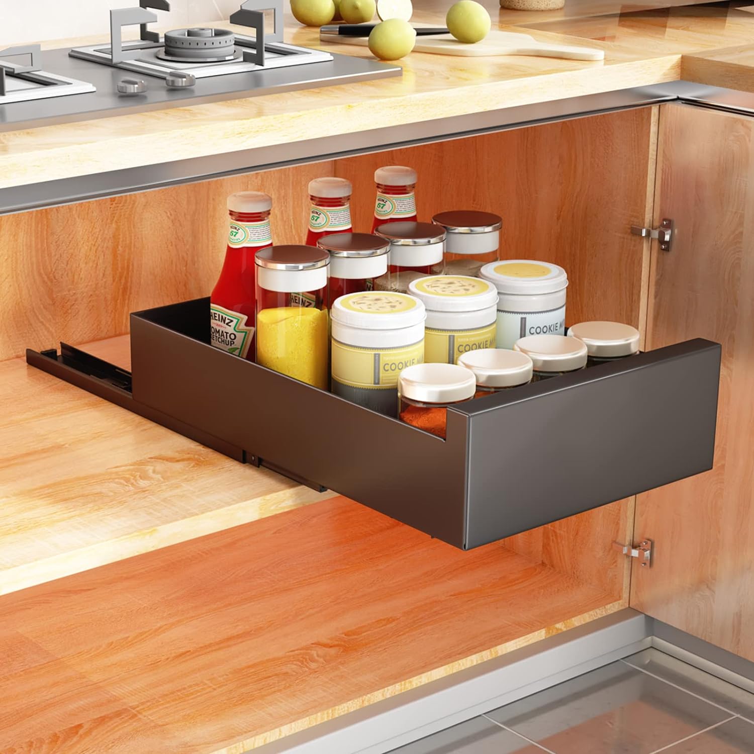 SAYZH Pull Out Cabinet Organizer, Slide Out Drawer Storage Shelves 