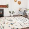 Super Soft Cream Colourful Tribal Berber Shaggy Rug