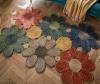 Multi Colour Flower Shaped Jute Rug